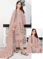 Faux Georgette Peach Festival Wear Embroidery Work Pakistani Suit 